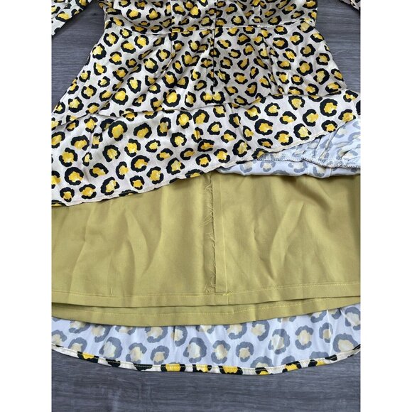 NEVER A WALLFLOWER Cheetah Print Fit & Flare Dress Small Silk Viscose Made in LA - Picture 8 of 16